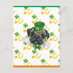 Mops Kleeblatt St. Patricks Day Feiertagspostkarte