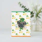 Mops Kleeblatt St. Patricks Day Feiertagspostkarte (Stehend Vorderseite)