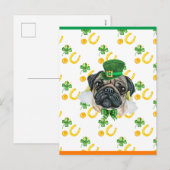 Mops Kleeblatt St. Patricks Day Feiertagspostkarte (Vorne/Hinten)