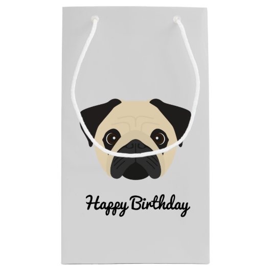 Mops Kleine Geschenktasche Geschenktüte (Rückseite)