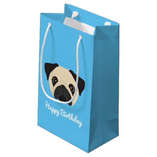 Mops Kleine Geschenktasche Kleine Geschenktüte (Rückseite Schrägansicht)