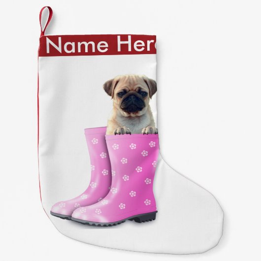 Mops Kleiner Weihnachtsstrumpf (Vorderseite)