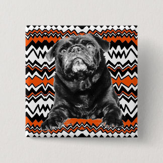 MOPS-KNOPF Orange, Schwarzer u. weißer KRASSER ZAG Button