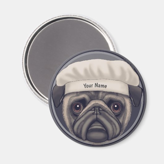 Mops Koch Magnet (Vorderseite/Rückseite)