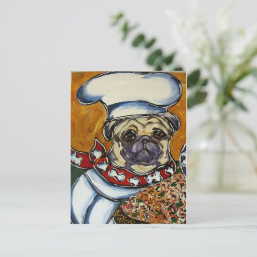 Mops Koch Postkarte (Stehend Vorderseite)