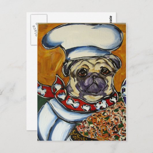 Mops Koch Postkarte (Vorne/Hinten)