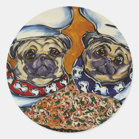 Mops Koch Runder Aufkleber (Vorderseite)