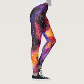 Mops-Konstellations-Stern-Galaxie-Orangen-Rosa Leggings (Rechts)