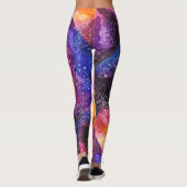 Mops-Konstellations-Stern-Galaxie-Orangen-Rosa Leggings (Rückseite)