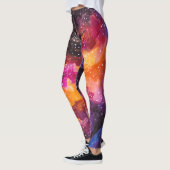 Mops-Konstellations-Stern-Galaxie-Orangen-Rosa Leggings (Links)
