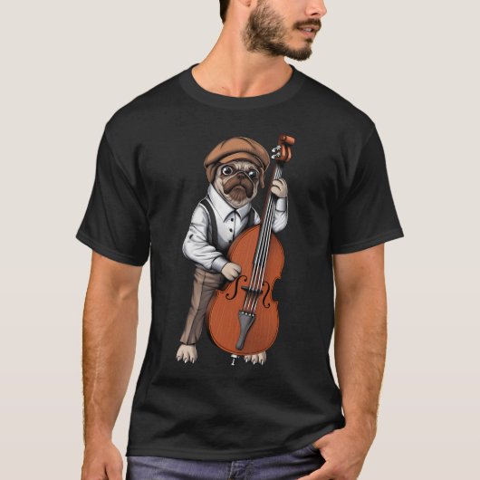 Mops Kontrabassspieler T-Shirt (Vorderseite)