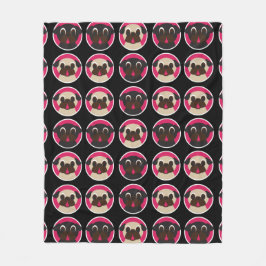 Mops-Kopf-Fleecethrow-Decke Fleecedecke