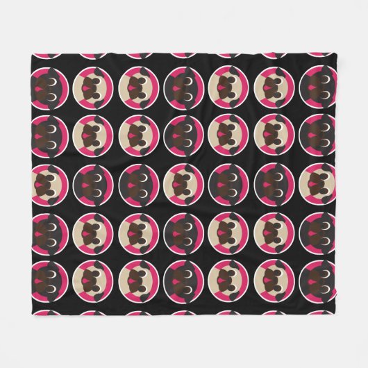 Mops-Kopf-Fleecethrow-Decke Fleecedecke (Vorderseite (Horizontal))