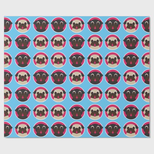 Mops-Kopf-Verpackungs-Papier - groß Geschenkpapier (Flach)