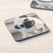 Mops-Kopfneigung Getränkeuntersetzer (Linke Seite)