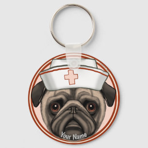 Mops Krankenschwester Schlüsselanhänger