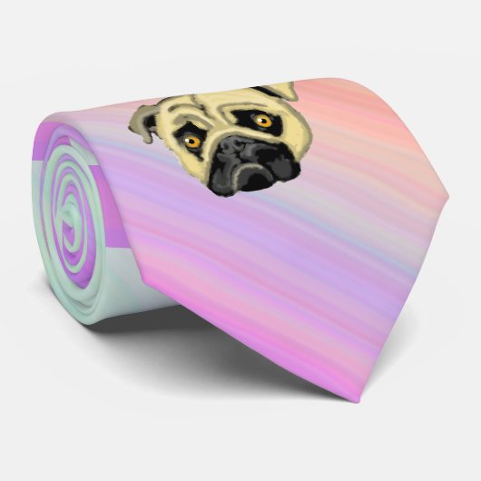 Mops Krawatte Rosa (Gerollt)