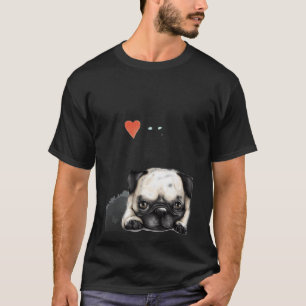 Mops-Kunst mit 'Ich liebe Möpse'-Textüberlagerung T-Shirt