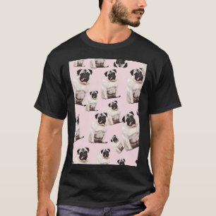 Mops Kunst Möpse Welpe lustig süße Hunde rosa T-Shirt