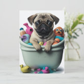 Mops Leben: Ein Abenteuer in der Badewanne Einladung (Stehend Vorderseite)