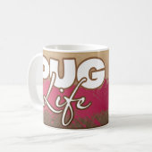"Mops-Leben" Hoodie-Tasse Kaffeetasse (Vorderseite Links)
