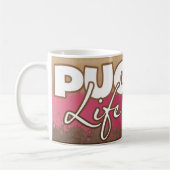 "Mops-Leben" Hoodie-Tasse Kaffeetasse (Links)