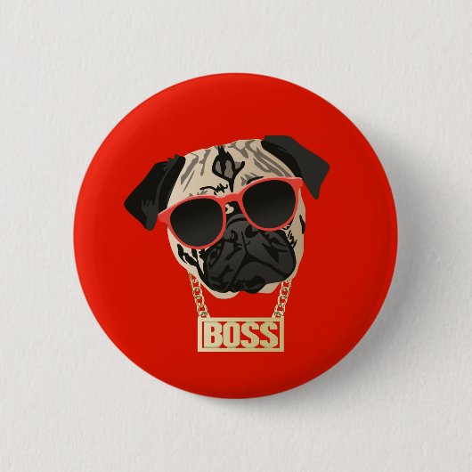 Mops-Leben - ich bin der Chef-Knopf für Button (Vorderseite)