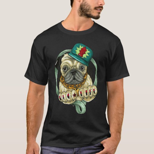 Mops Leben Illustration T-Shirt (Vorderseite)