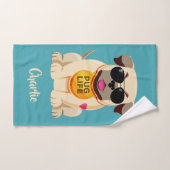 Mops-Leben-individueller Name u. Farbtuch-Set Badhandtuch Set (Handtuch)