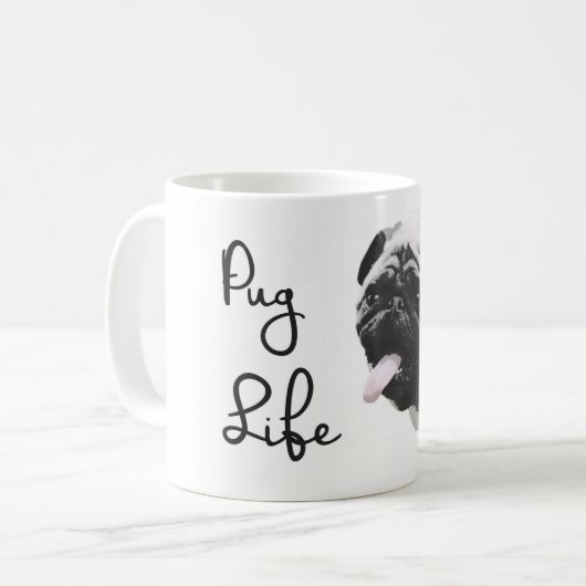 Mops-Leben Kaffeetasse (Vorderseite Links)