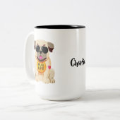 Mops-Leben-Name-Tassen Zweifarbige Tasse (Vorderseite Links)