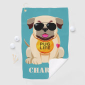 Mops-Leben-Name- u. -farbgolftuch Golfhandtuch (Insitu)