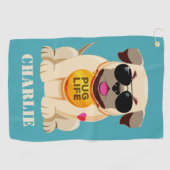 Mops-Leben-Name- u. -farbgolftuch Golfhandtuch (Horizontal)