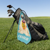 Mops-Leben-Name- u. -farbgolftuch Golfhandtuch (Gras)