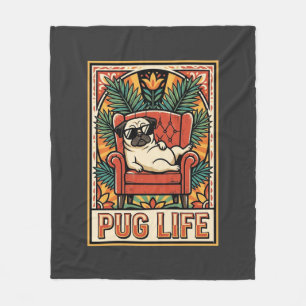 Mops Leben Retro-Folk-Art-Hund Fleecedecke