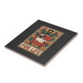 Mops Leben Retro-Folk-Art-Hund Fliese (Seite)