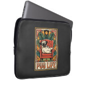 Mops Leben Retro-Folk-Art-Hund Laptopschutzhülle (Vorne Rechts)