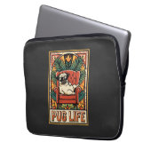 Mops Leben Retro-Folk-Art-Hund Laptopschutzhülle (Vorderseite Links)