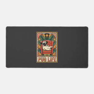 Mops Leben Retro-Folk-Art-Hund Schreibtischunterlage