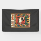 Mops Leben Retro-Folklore-Kunst Hund Banner (Horizontal)
