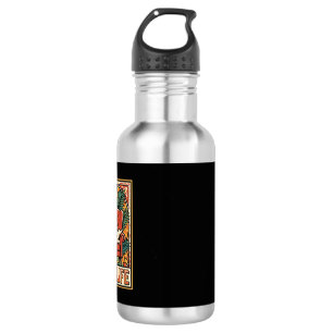 Mops Leben Retro-Folklore-Kunst Hund Edelstahlflasche