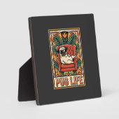 Mops Leben Retro-Folklore-Kunst Hund Fotoplatte (Vorderseite)