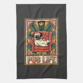 Mops Leben Retro-Folklore-Kunst Hund Geschirrtuch (Vertikal)