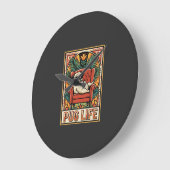 Mops Leben Retro-Folklore-Kunst Hund Große Wanduhr (Winkel)