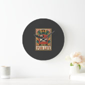 Mops Leben Retro-Folklore-Kunst Hund Große Wanduhr (Zuhause)