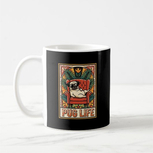 Mops Leben Retro-Folklore-Kunst Hund Kaffeetasse (Links)