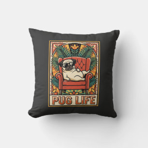 Mops Leben Retro-Folklore-Kunst Hund Kissen