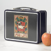 Mops Leben Retro-Folklore-Kunst Hund Metall Brotdose (Beispiel)