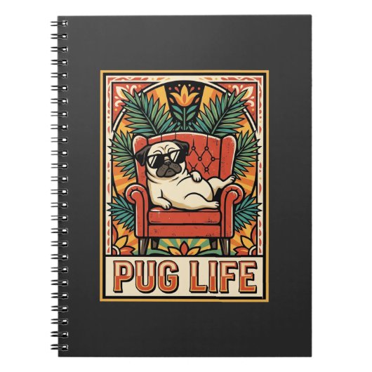Mops Leben Retro-Folklore-Kunst Hund Notizblock (Vorderseite)