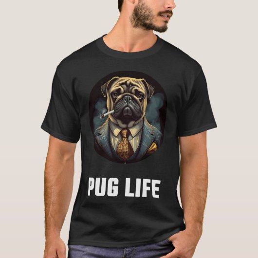 Mops Leben Weiße Schrift T-Shirt (Vorderseite)
